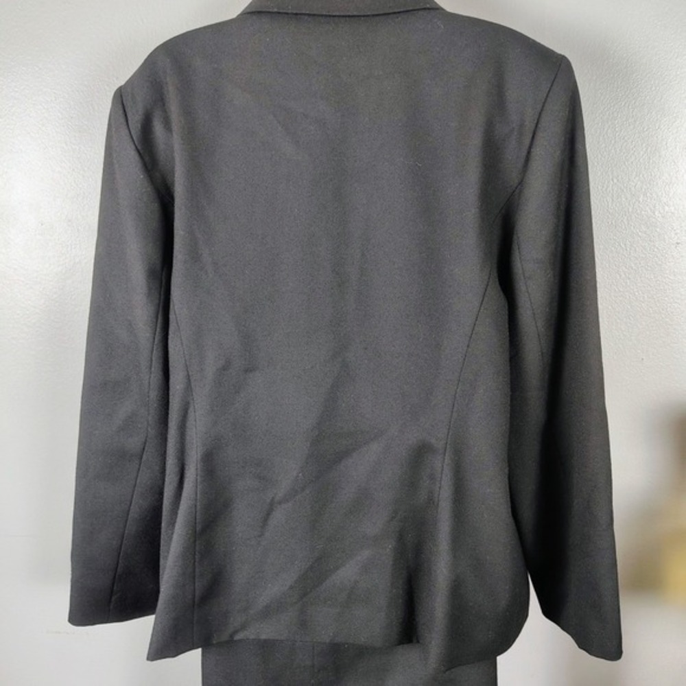 Sag Harbor Black 100% Wool Zip Front Jacket Skirt Suit Set 18 business modest‎ - Picture 9 of 11